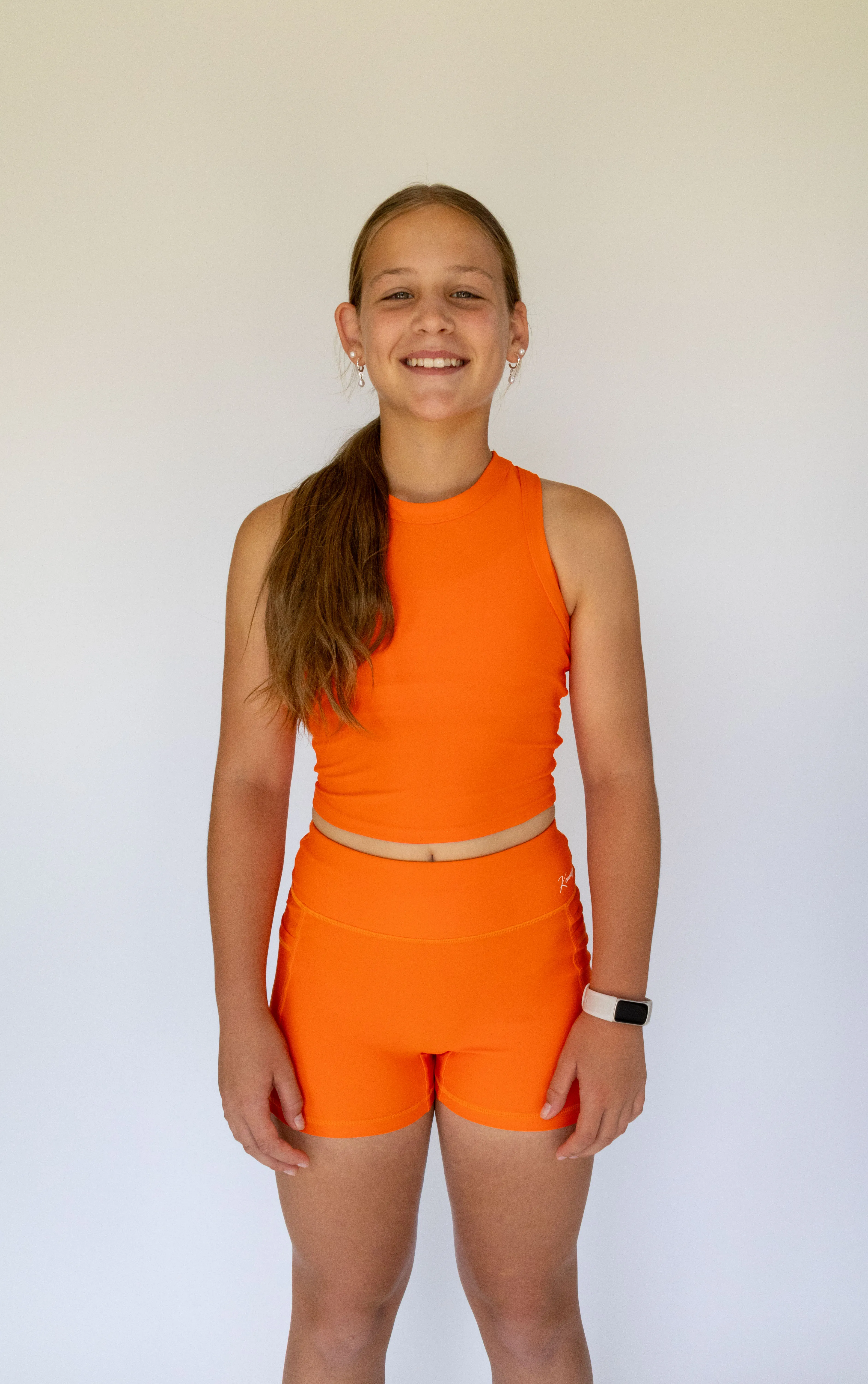 Active Bike Shorts - Pockets (Youth) - Orange Crush