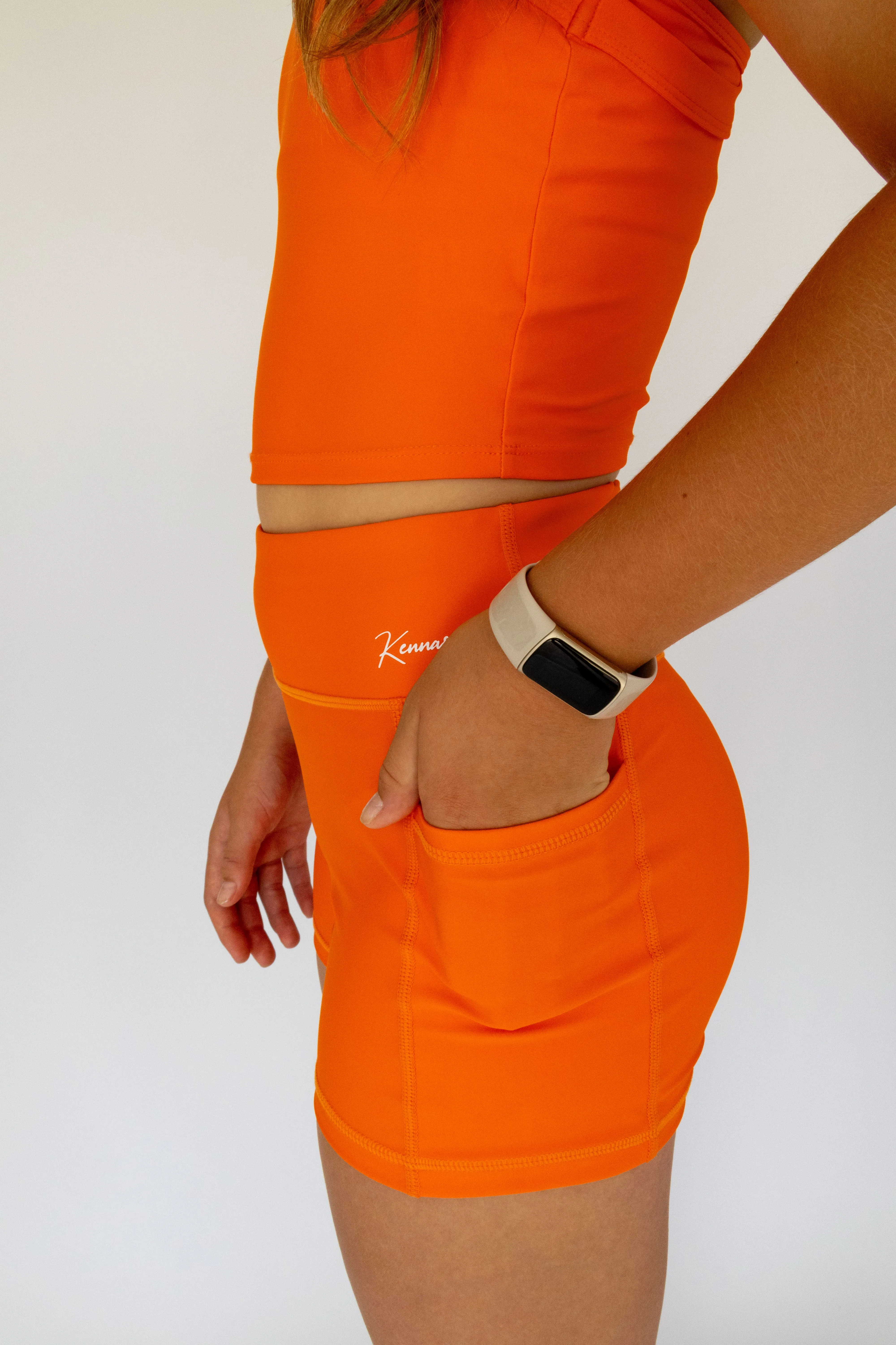 Active Bike Shorts - Pockets (Youth) - Orange Crush