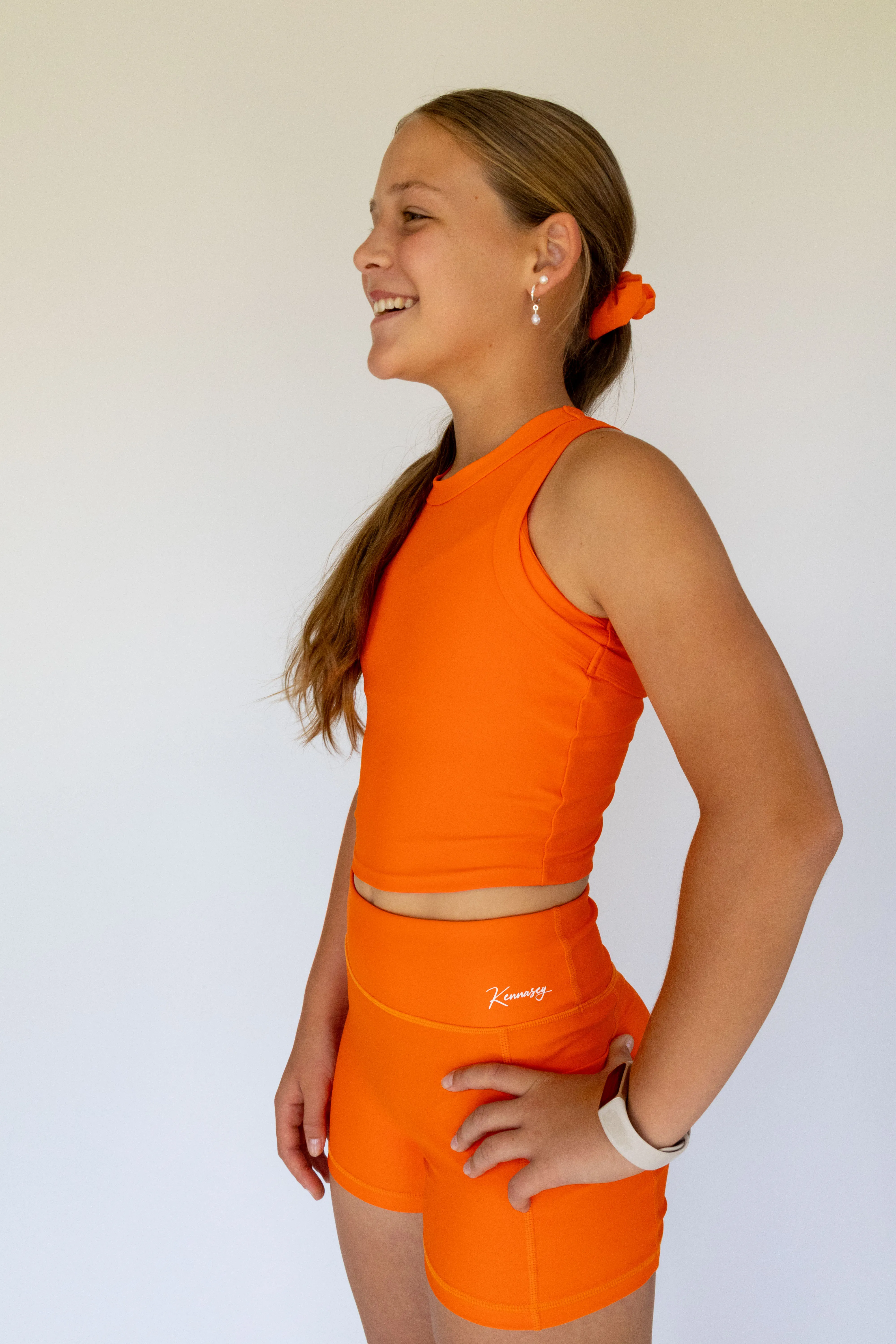 Active Bike Shorts - Pockets (Youth) - Orange Crush