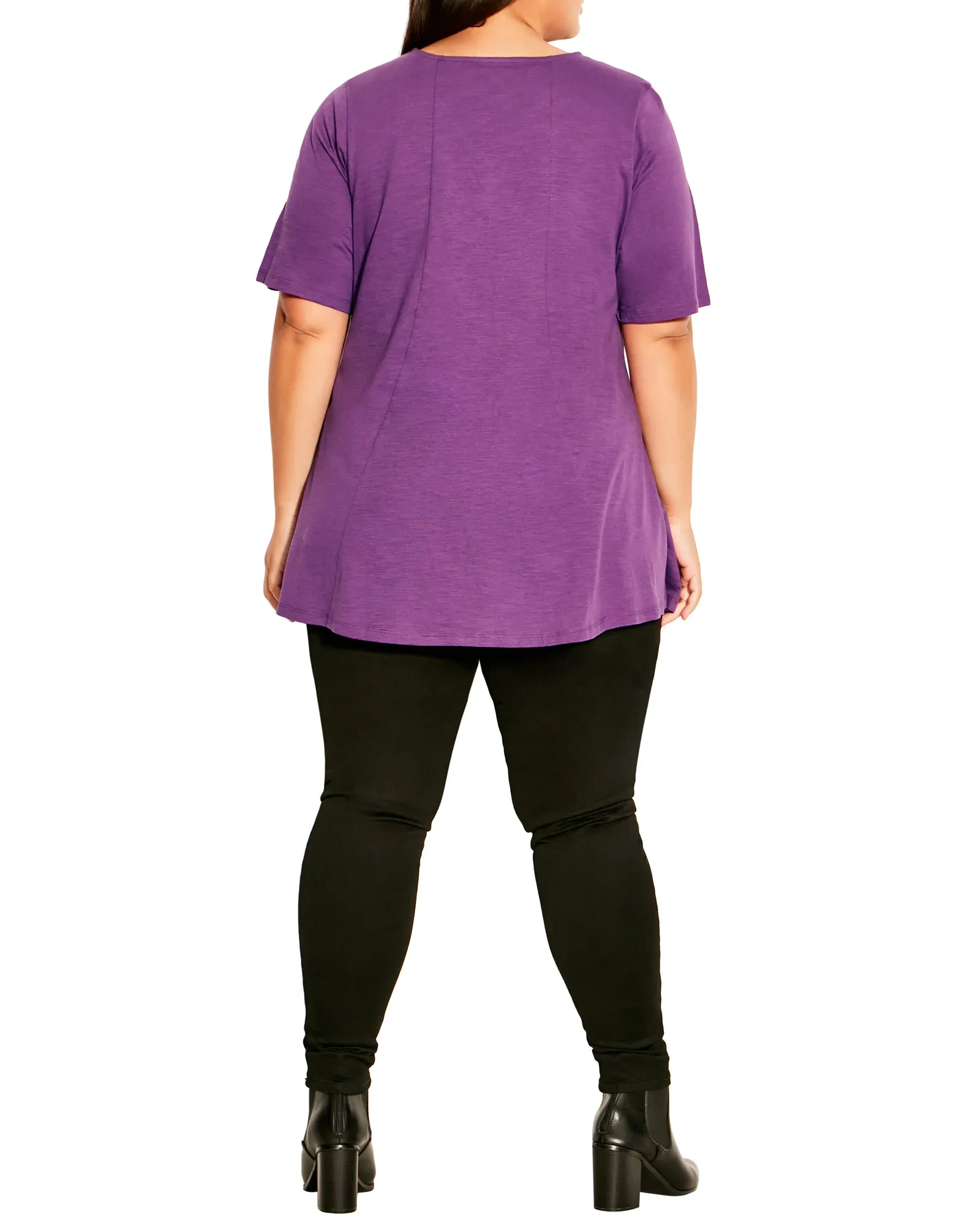 Annalise Embroidered Knit Tee | Purple