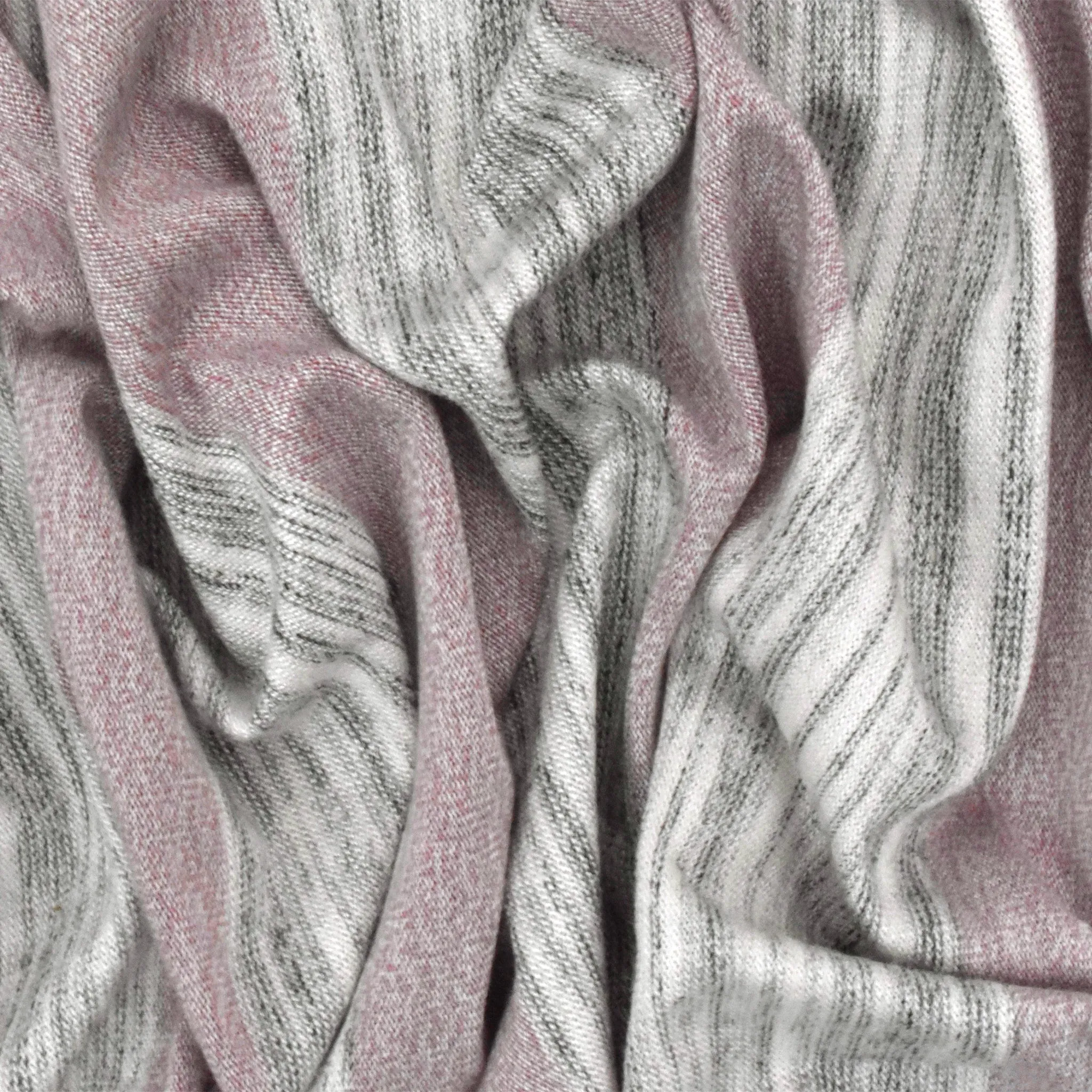 Ash Pink-Ivory-Ash Stripe Printed Stretch Jersey Knit Fabric