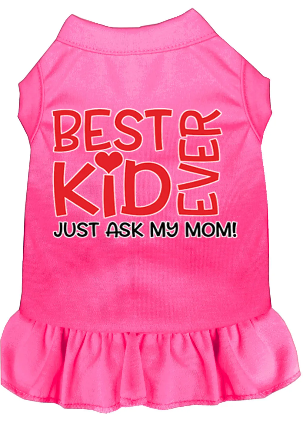 Ask My Mom Screen Print Dog Dress Bright Pink 4x (22)