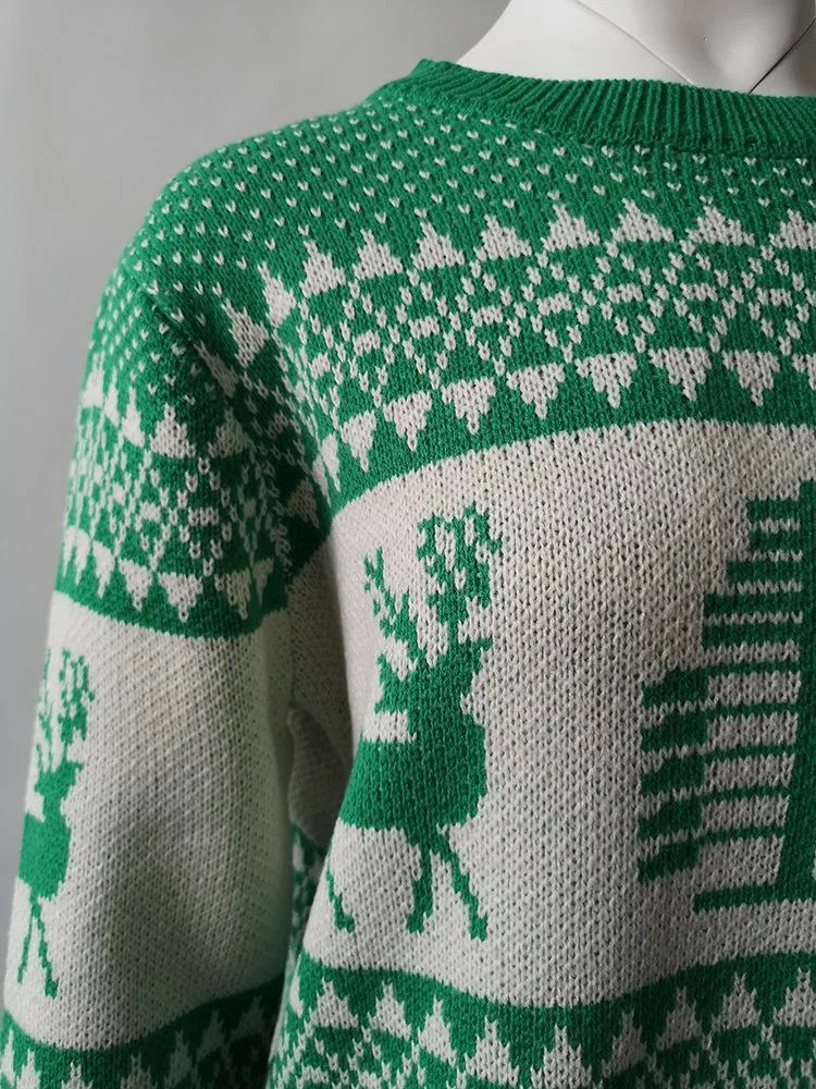 Autumn And Winter New Christmas Geometry Elk Jacquard Sweater