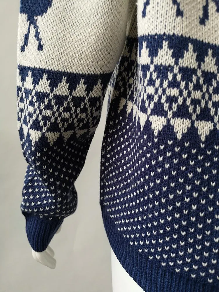 Autumn And Winter New Christmas Geometry Elk Jacquard Sweater