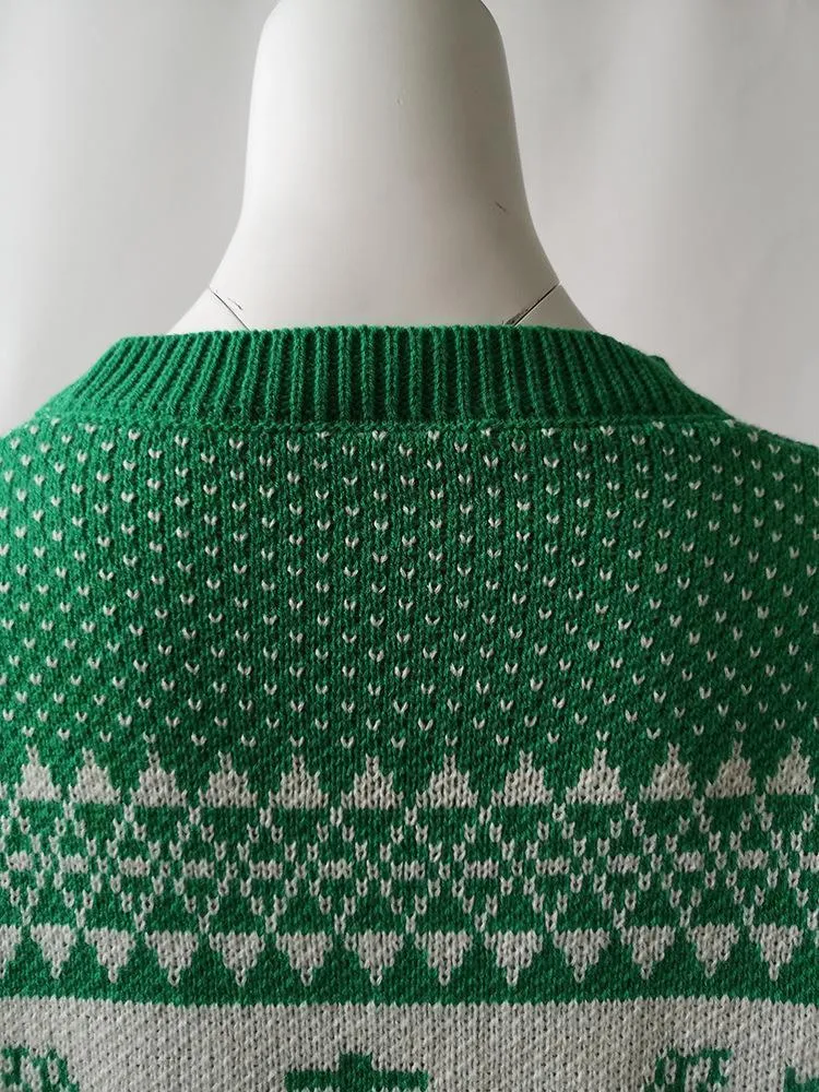 Autumn And Winter New Christmas Geometry Elk Jacquard Sweater