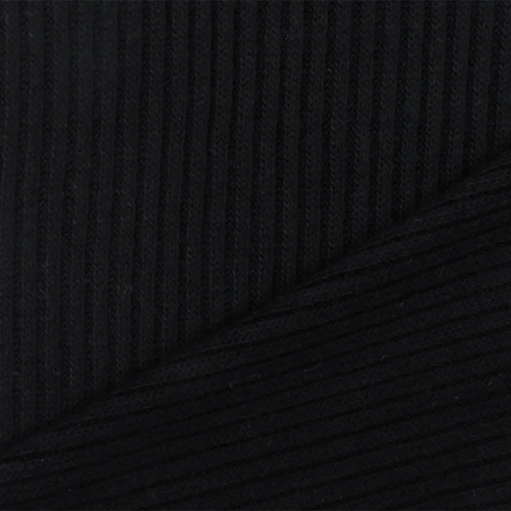 Basic Black Solid Stretch Rayon 2X2 Rib Knit Fabric