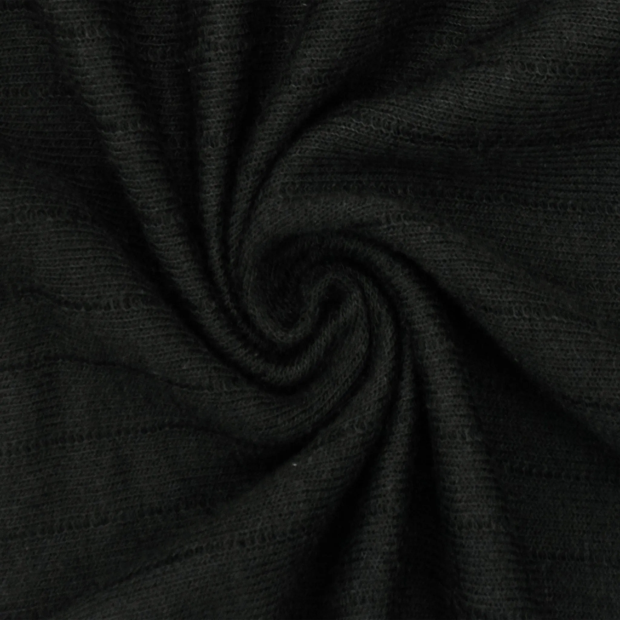 Basic Black Striped Rib Double Knit Fabric