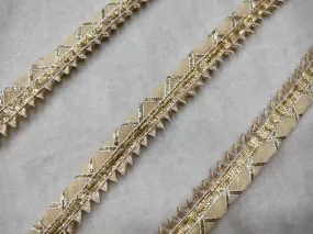 Beige & Golden Embellished Gota Trim