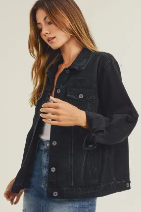 Black Relax Fit Denim Jacket