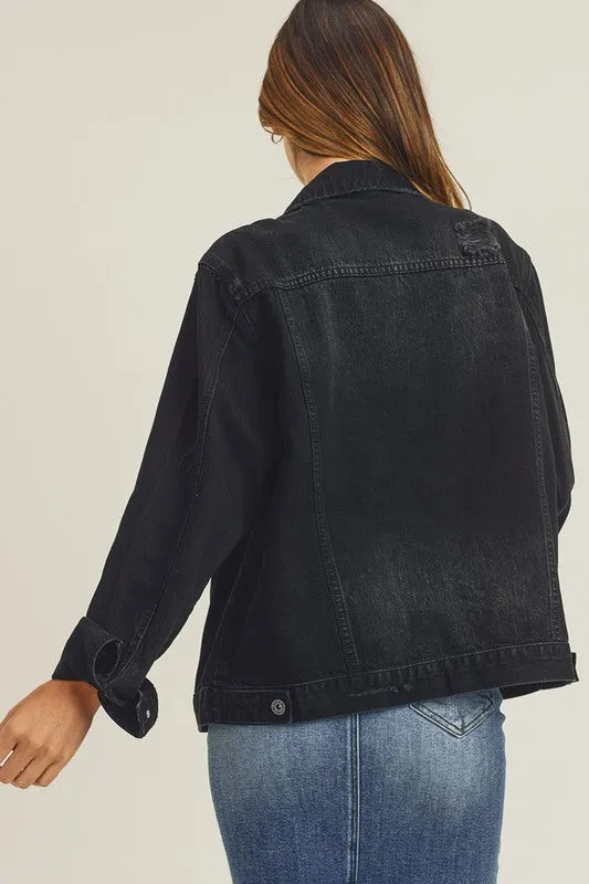 Black Relax Fit Denim Jacket