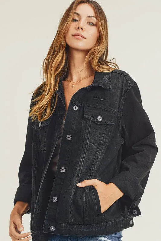 Black Relax Fit Denim Jacket