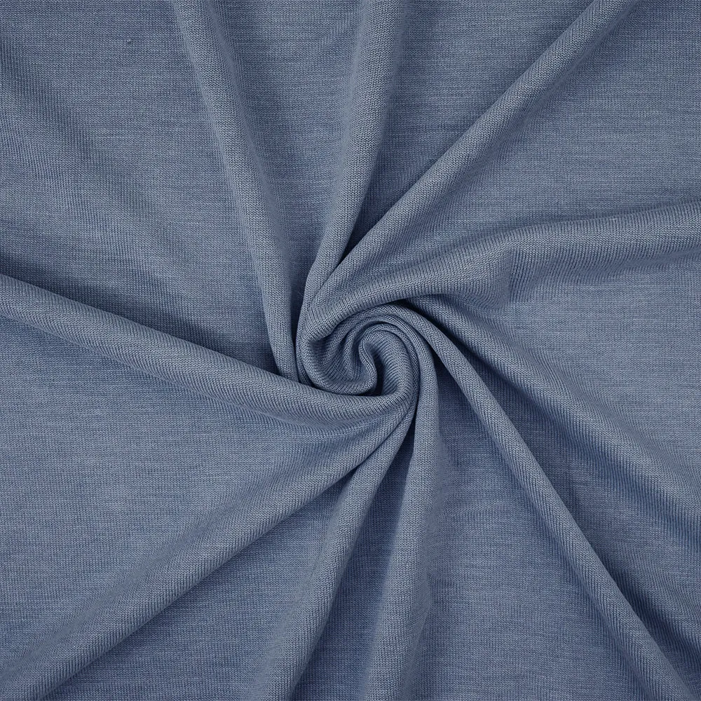 Blue Poly Washed Modal Poly Stretch  Spandex Solid Jersey Knit Fabric