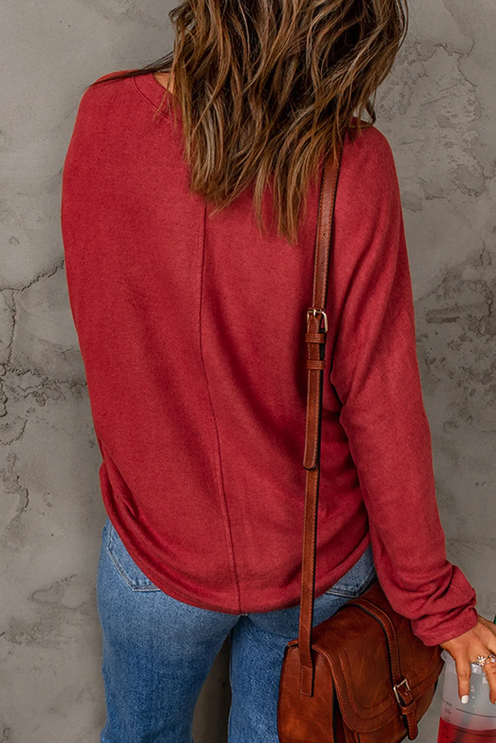 Casual Red Long Sleeve Top