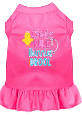 Chicks Rule Screen Print Dog Dress Bright Pink Xxxl (20)