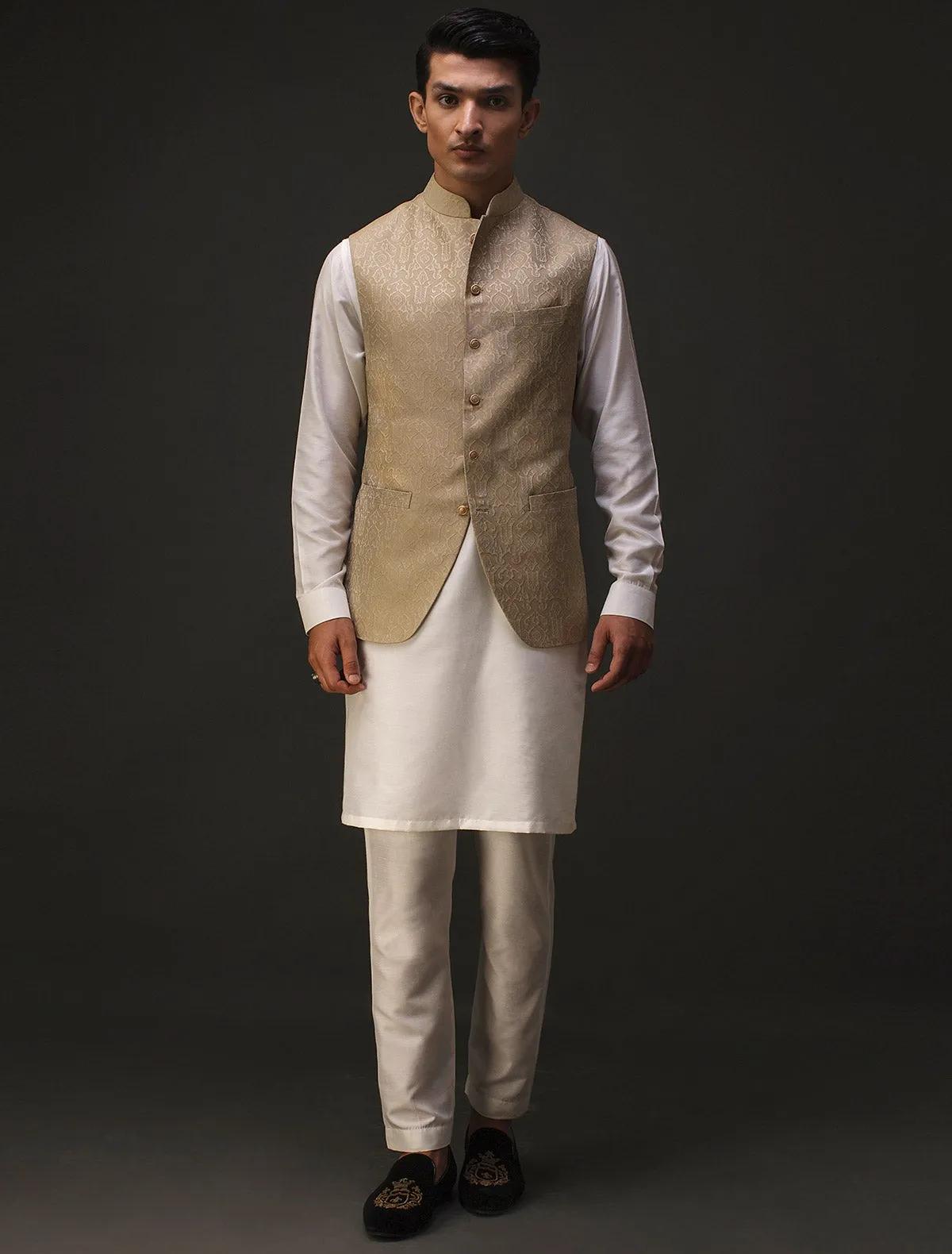 CLASSIC GOLDEN JAMAWAR WAISTCOAT