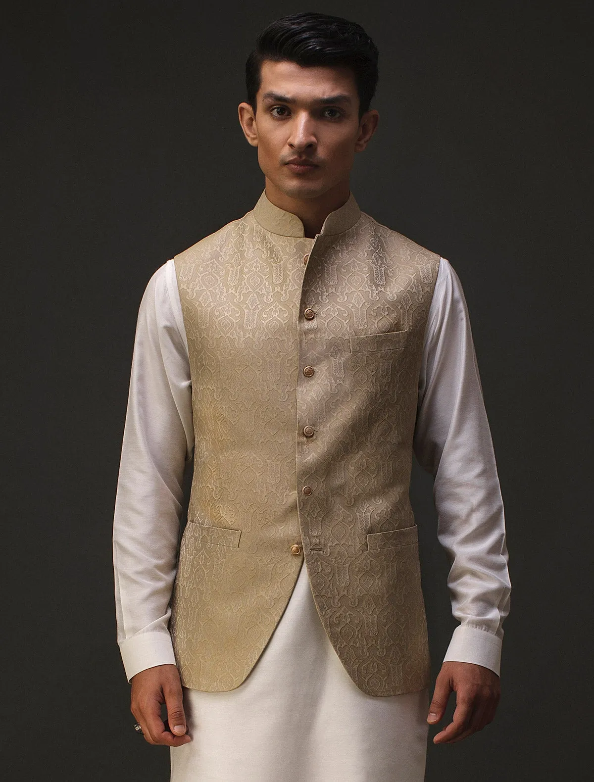 CLASSIC GOLDEN JAMAWAR WAISTCOAT