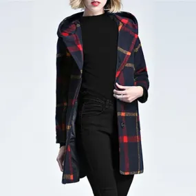 Classic Plaid Woolen Coat Jacket Outwear