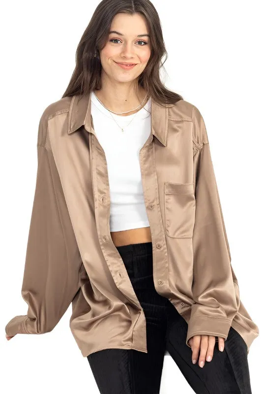 Completely Charmed Oversized Satin shirt