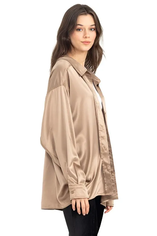 Completely Charmed Oversized Satin shirt