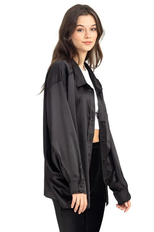 Completely Charmed Oversized Satin shirt