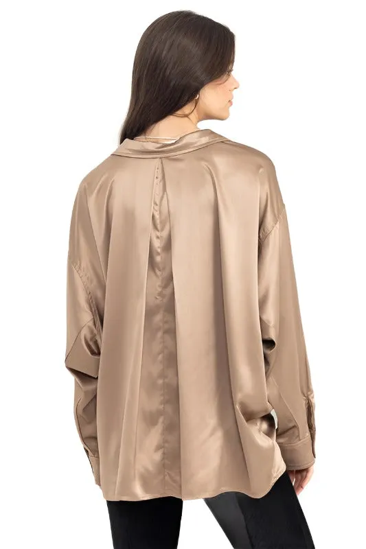 Completely Charmed Oversized Satin shirt