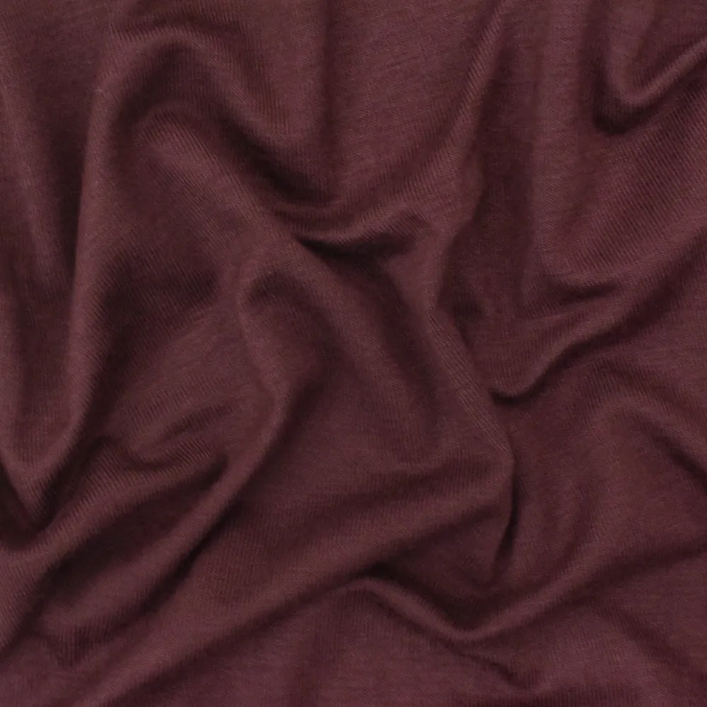 Dark Maroon Solid Stretch Spandex Bamboo Jersey Knit Fabric