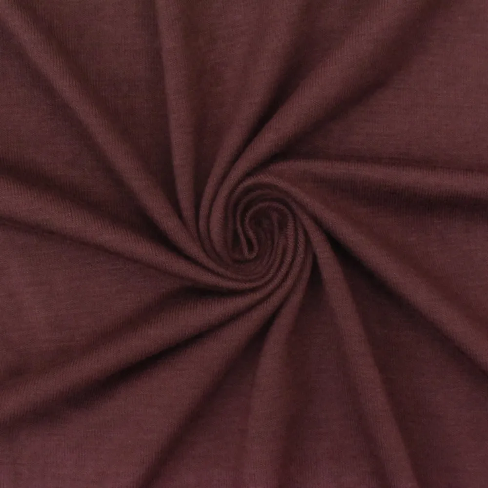 Dark Maroon Solid Stretch Spandex Bamboo Jersey Knit Fabric