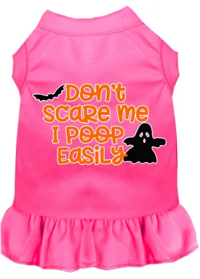 Don't Scare Me, Poops Easily Screen Print Dog Dress Bright Pink Xxxl