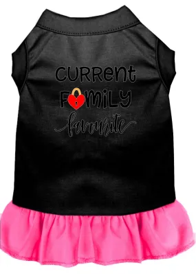 Family Favorite Screen Print Dog Dress Black With Bright Pink Med