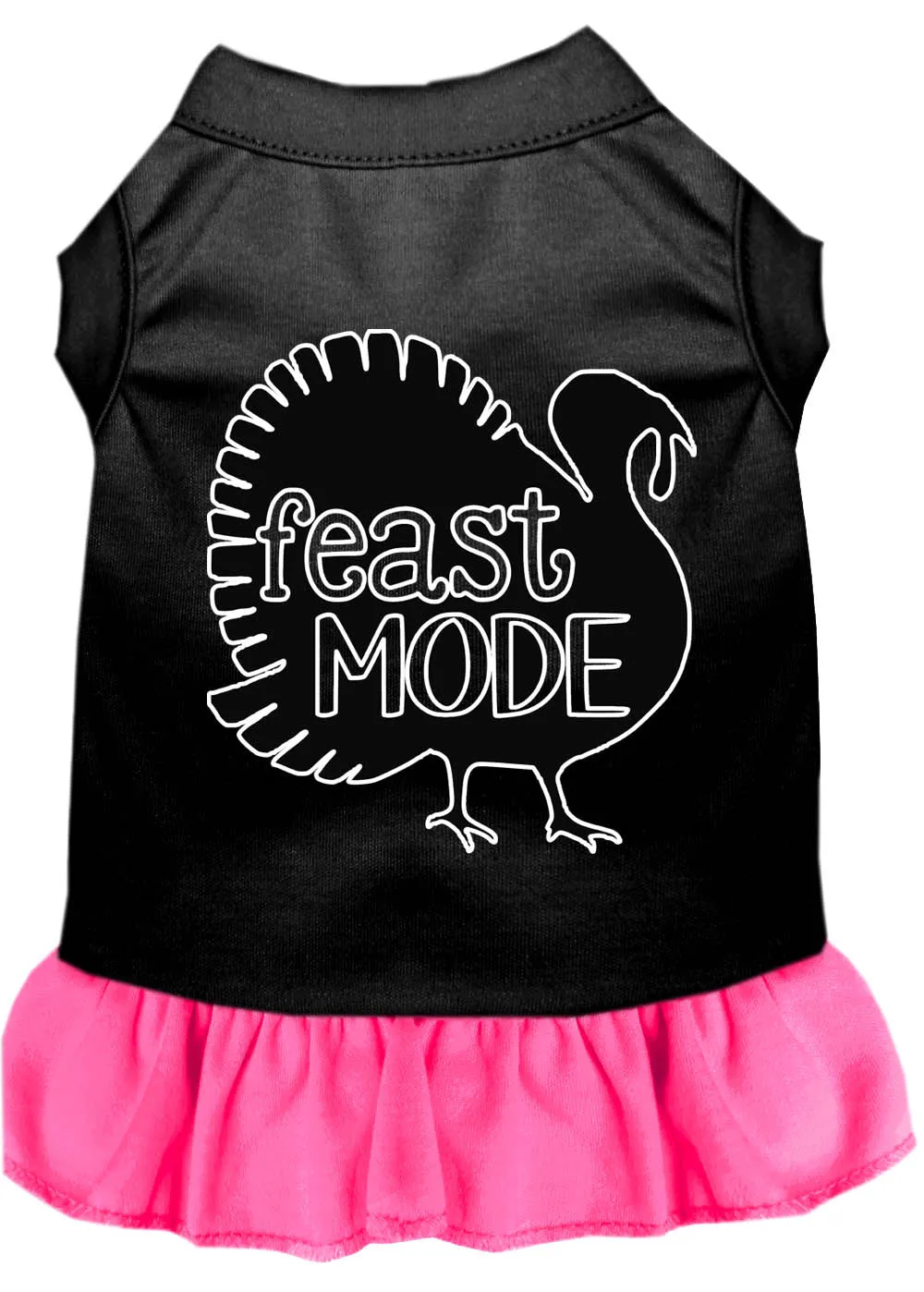 Feast Mode Screen Print Dog Dress Black With Bright Pink Xxl