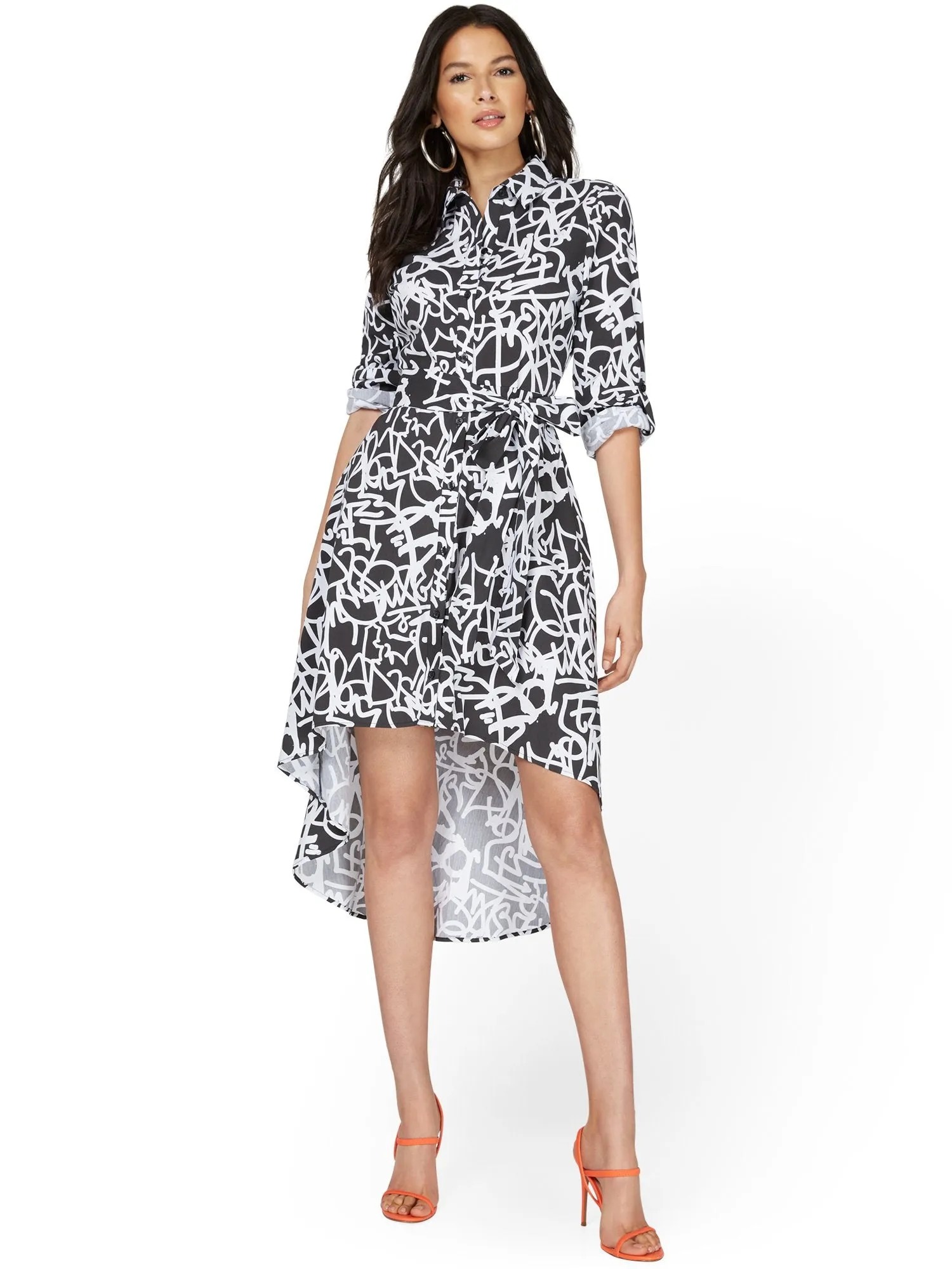 Graffiti-Print Shirtdress