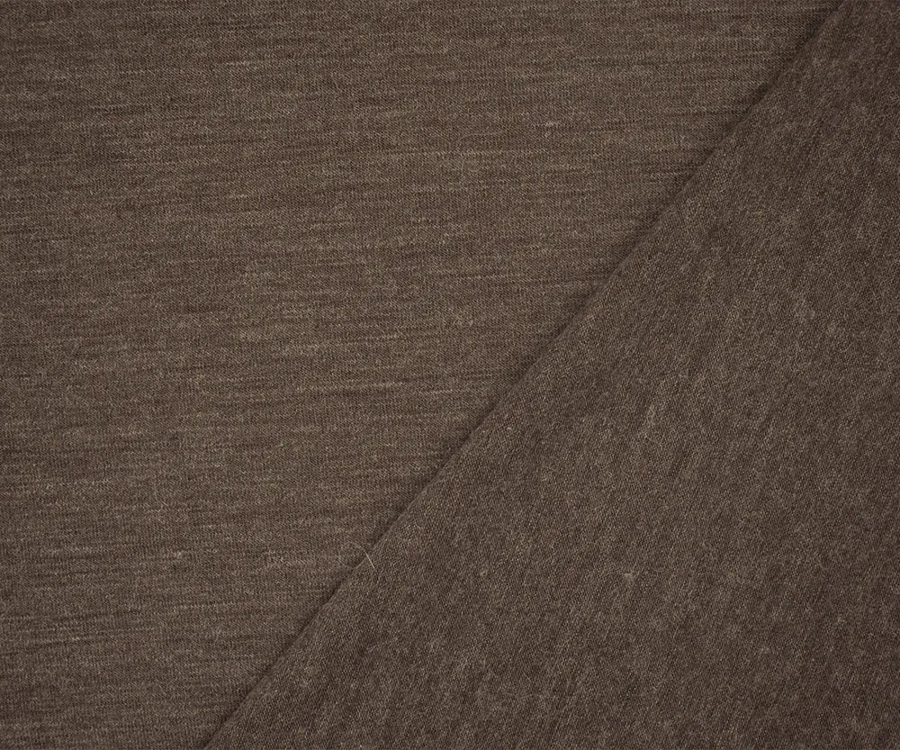 Heather Earth Brown-Gray Wool Stretch Spandex Jersey Knit Fabric