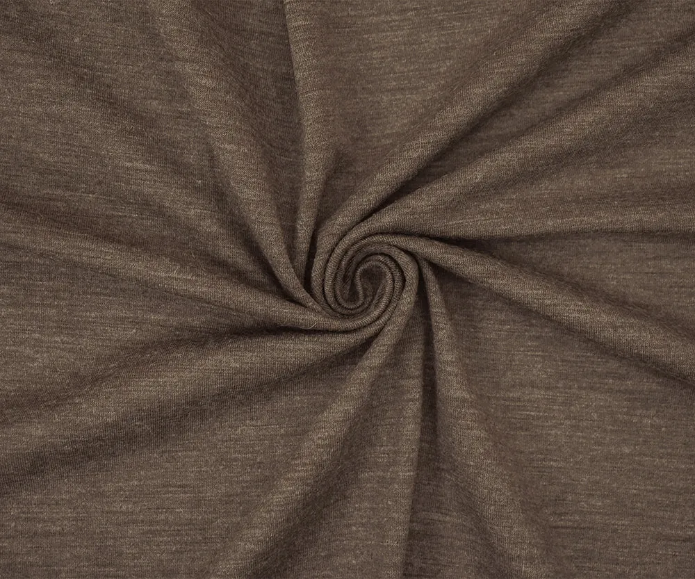 Heather Earth Brown-Gray Wool Stretch Spandex Jersey Knit Fabric