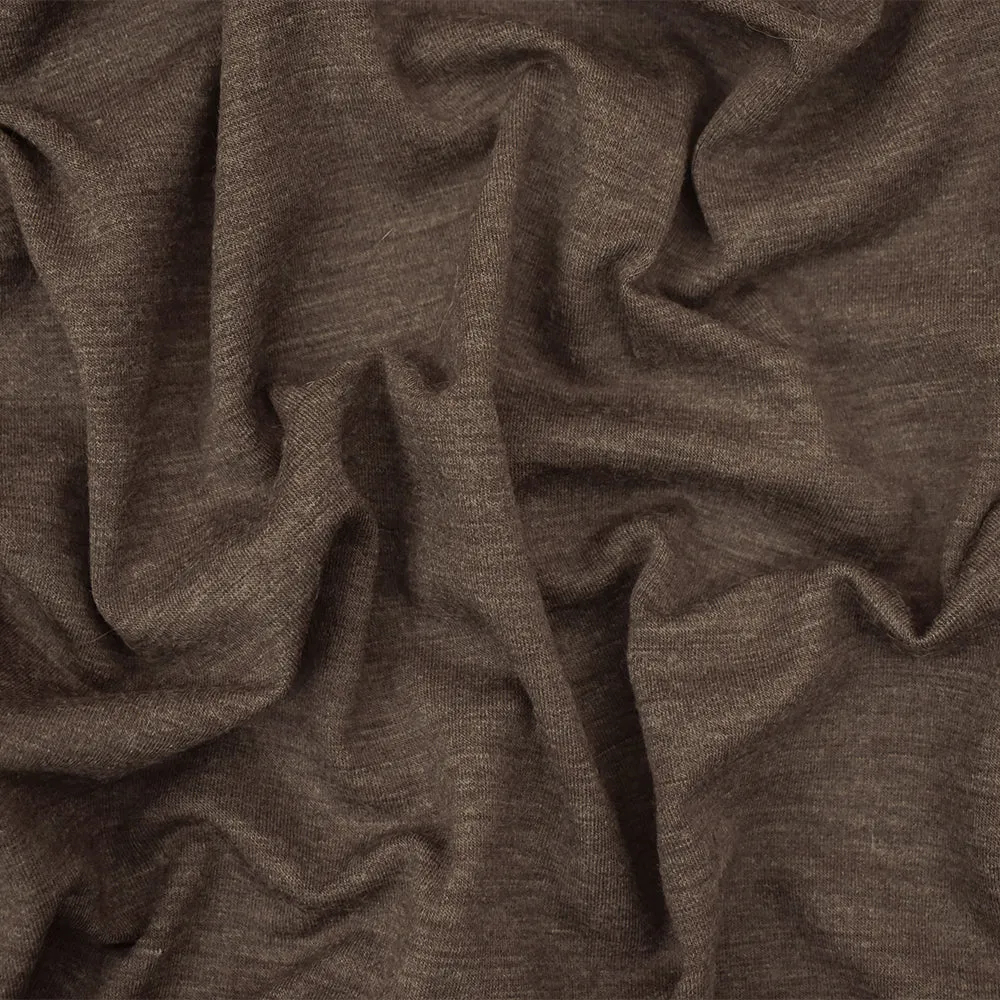 Heather Earth Brown-Gray Wool Stretch Spandex Jersey Knit Fabric