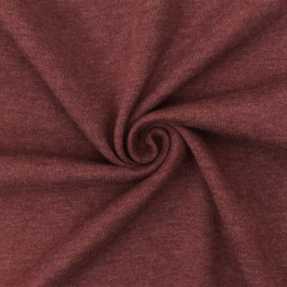 Heather Red Organic Cotton Poly Stretch Spandex 1x1 Rib Knit Fabric