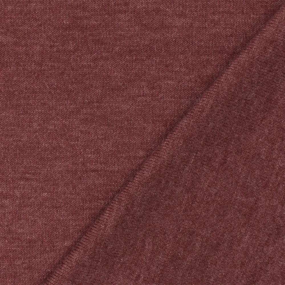 Heather Red Organic Cotton Poly Stretch Spandex 1x1 Rib Knit Fabric