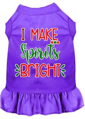 I Make Spirits Bright Screen Print Dog Dress Purple Sm