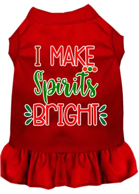 I Make Spirits Bright Screen Print Dog Dress Red Med