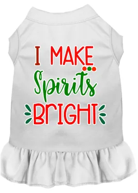 I Make Spirits Bright Screen Print Dog Dress White Xl