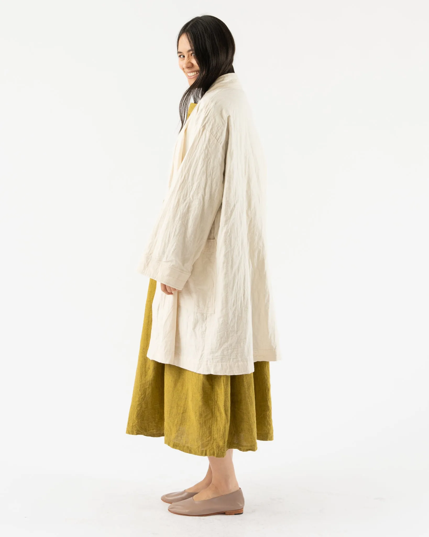 Ichi Antiquités Azumadaki Quilt Robe in Ivory