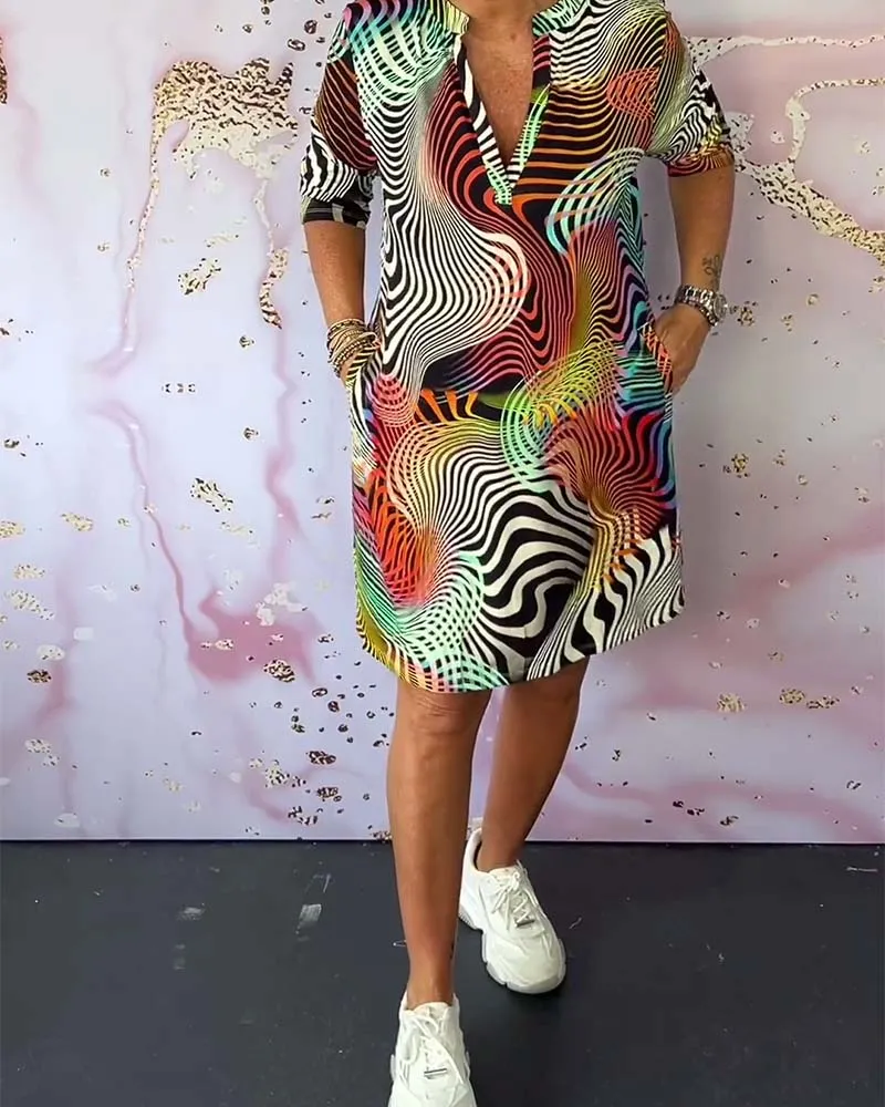 Ivyshape | Colorful Patterned Dress