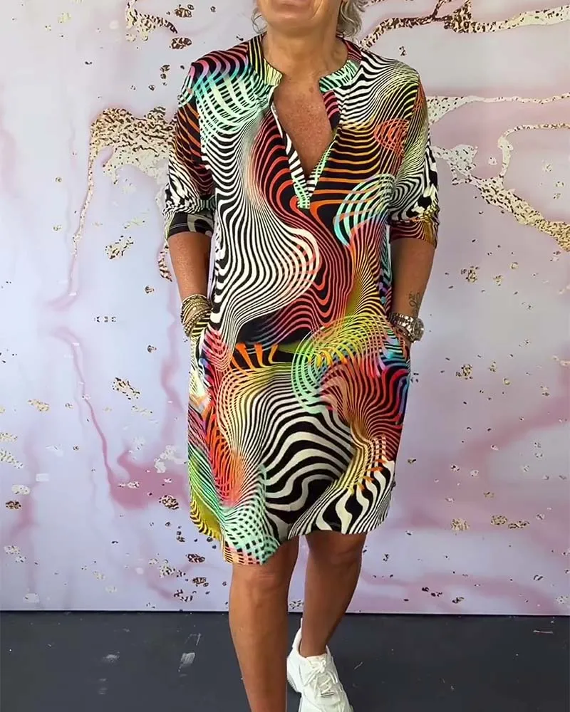 Ivyshape | Colorful Patterned Dress