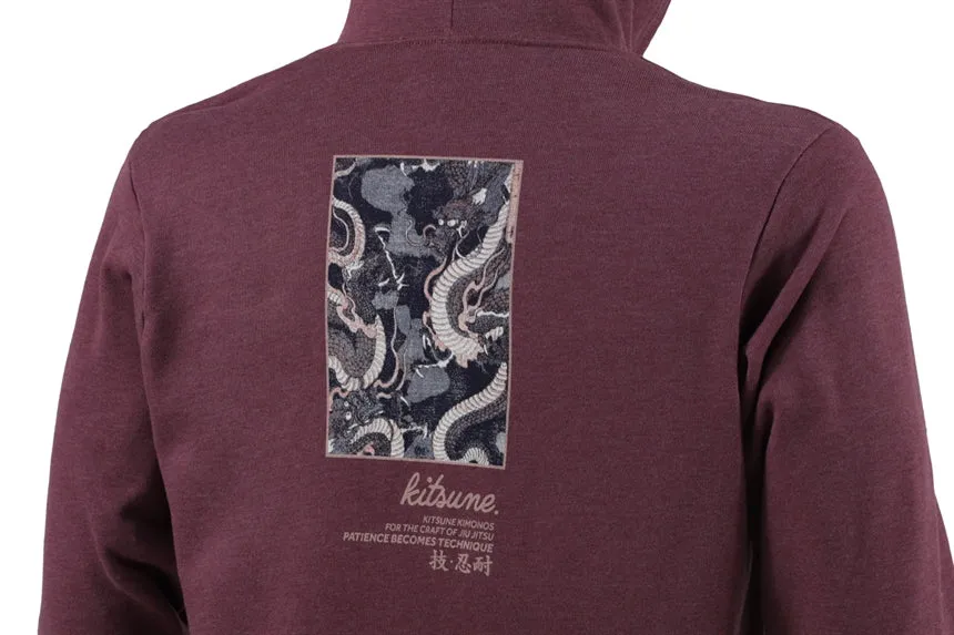 Kitsune "Twin Dragon" Hoodie - Maroon Heather