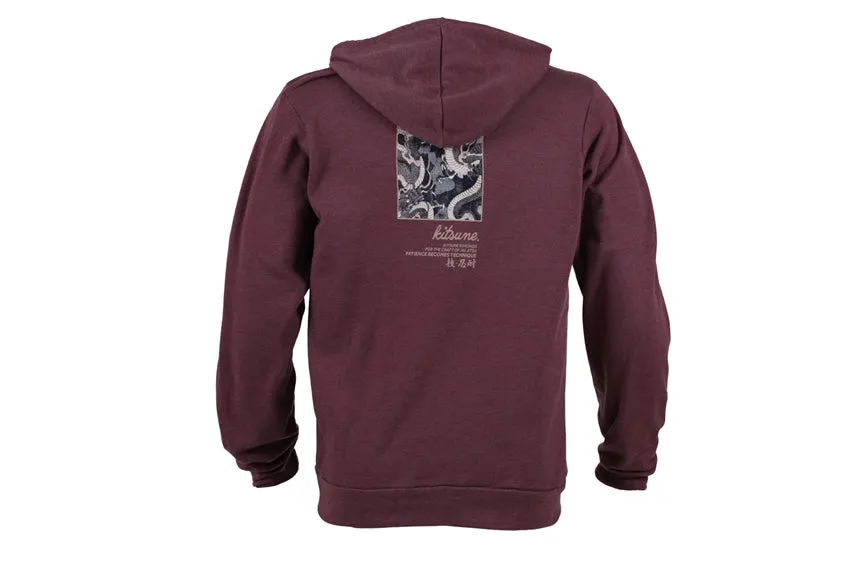 Kitsune "Twin Dragon" Hoodie - Maroon Heather