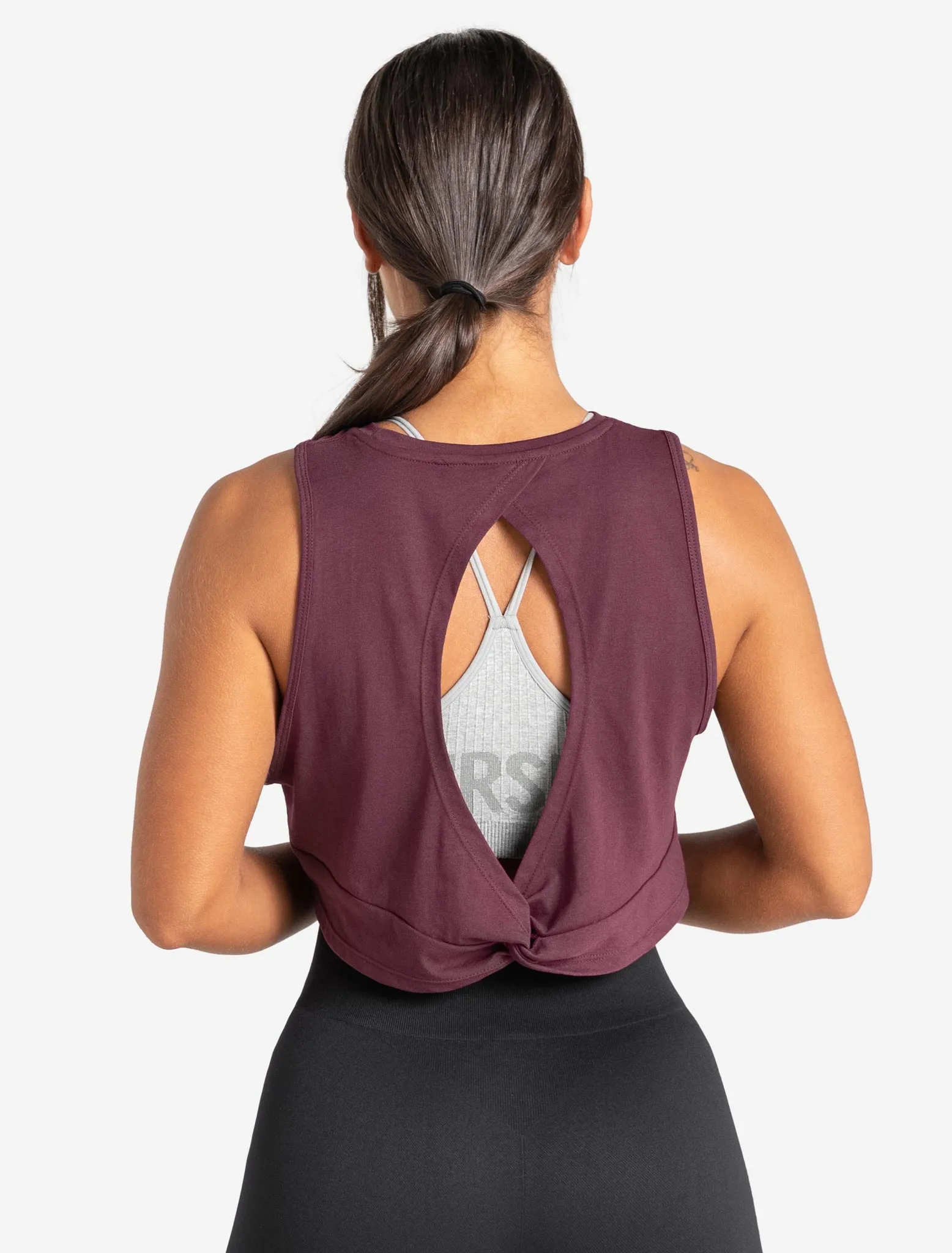 Knot Back Crop Tank - Maroon