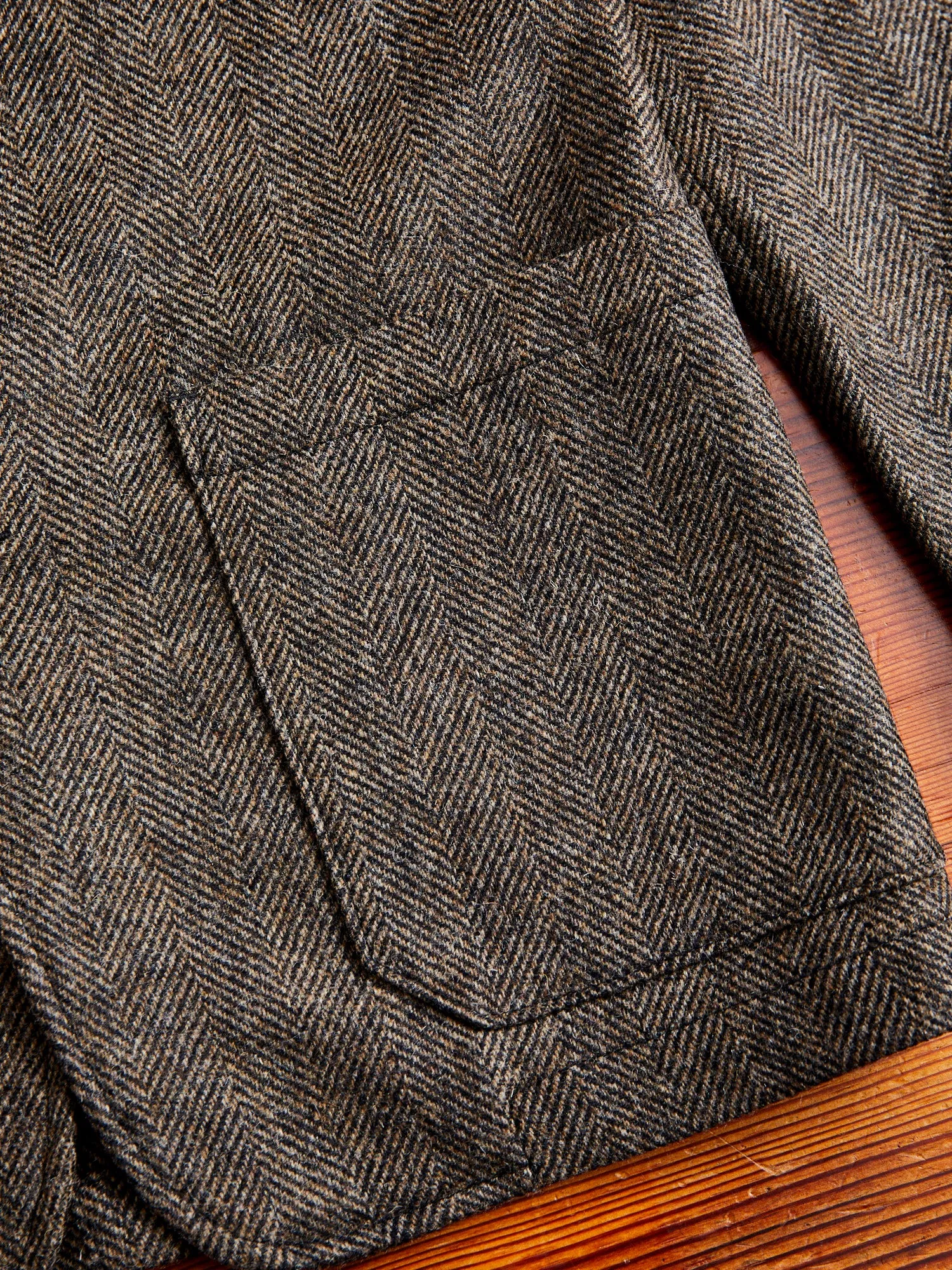 Labura Herringbone Wool Chore Coat in Brown