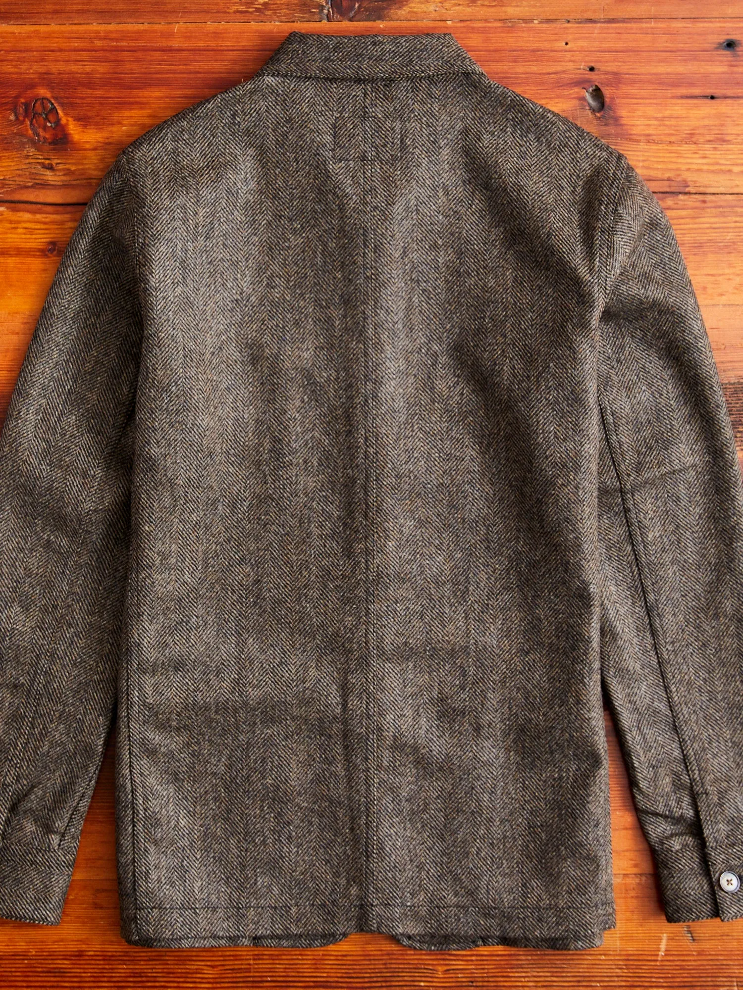 Labura Herringbone Wool Chore Coat in Brown