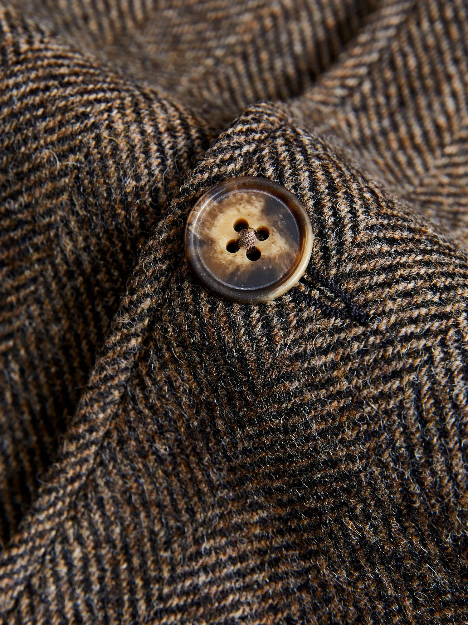 Labura Herringbone Wool Chore Coat in Brown