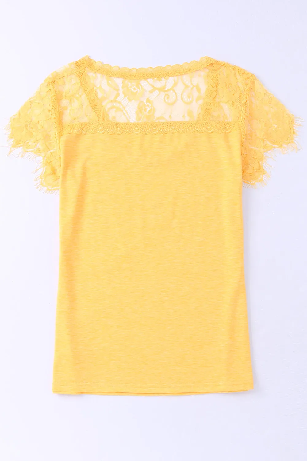 Lace Crochet U Neck T Shirt