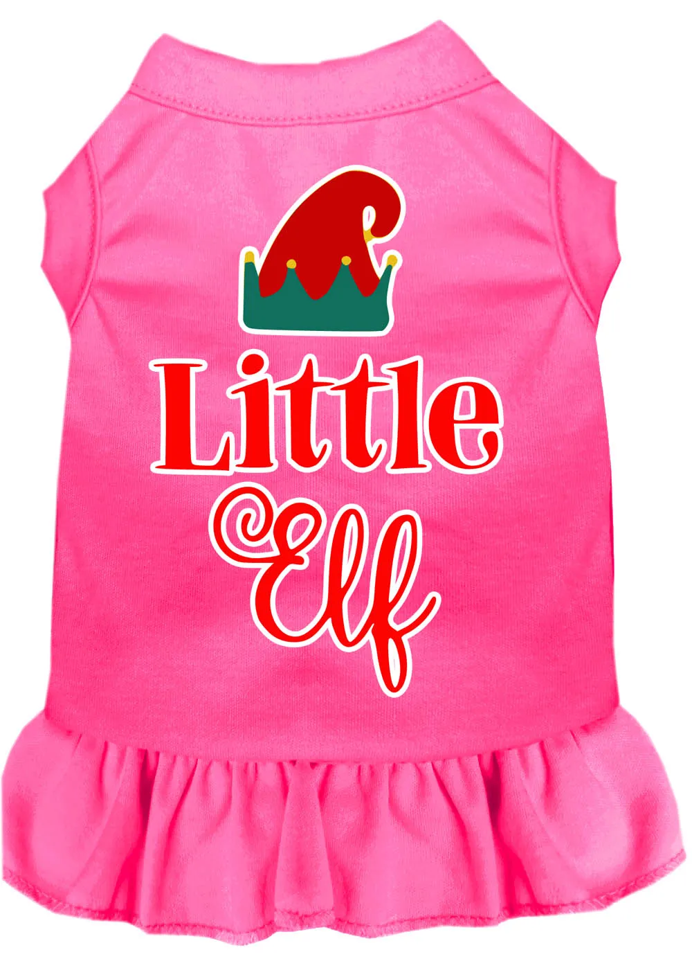 Little Elf Screen Print Dog Dress Bright Pink Xxl